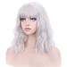 Concrete 35.6 cm silver wig brief curly wig women girls girls synthetic wig silver white wig with pony wig cap contain silver white
