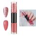 Pink Nail Polish Quick Dry 2 in 1 Glitter Nail Polish Set No Need Cure Nail Varnishes Glossy Finish Long Lasting Easy to Apply DIY Nail Art Manicure at Home Salon Gift for Girls & Women