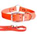 Regal Dog Product's dog collar waterproof with 1.5 meters leash for small medium -sized large dogs (orange) - collar with a middle ring and leash for dogs - dog collar for puppies to large dogs of large collars and leash orange