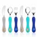 Lehoo Castle Toddler Cutlery 6pcs Stainless Steel Children's Cutlery Kids Cutlery Set Incudes 2 x Spoons 2 x Forks 2 x Knives Grey/Blue