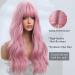 Oefei 24-Inch Long Wavy Pink Wig for Women - Natural Synthetic Heat-Resistant Hair for Daily Party & Cosplay Use - Buy Online on GoSupps.com