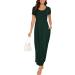 YUNDAI Women's Maternity Summer Maxi Dress with Floral Print and Pocket - Short Sleeve XL, Dark Green - Buy Online on GoSupps.com