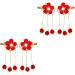 Holibanna Chinese Hair Clip 2 Pairs Chinese Style Hair Clip Japanese Handmade Flower Tassel Hairpin Headdress Kids Hairpins Hanfu Side Clip for New Year Kimono Costume Accessories Red