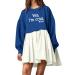 Sweatshirt dresses oversized sweatshirt dresses long-arm round neckline sweater tops relaxed fit sweatshirts mini dress oversized crewneck xl blue-e