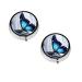 (Blue Butterfly) Round Pill Box 3 Compartment Pill Box Mini Decorative Pocket Purse Portable Travel Medicine Tablet Vitamin Holder Organizer Pill Case