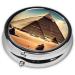 Round Pill Box Organizer - Pyramids of Khufu Design | 3 Compartment Travel Pill Case for Easy Medication Management - Buy Online on GoSupps.com