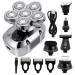 Head Shavers for Bald Men 6 in 1 Cutter Clipper Shaver for Men 6 Floating Head Waterproof Electric Razor Multifunction LCD Display Rechargeable Trimmer (Color : Silver no Box)