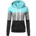 Bigfanshu Womens Fashion Casual Hoodies Sweatshirt Patchwork Ladies Hooded Blouse Warm for Winter Blue - Buy Online on GoSupps.com