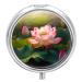 Pill Box Pill Case 3 Compartment Travel Pill Box Beautiful Lotus Flower Printing Small Pill Box Portable Medicine Pill Case Pill Organizer for Purse & Pocket for Travel Handbag (Round)