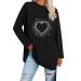 Swulli with Christmas motif oversized T-shirts with long sleeves for women loose heart casual circular brick tunic soft blouses in figurative women black l