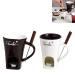 Chocolate Fondue Cup with Fork Tea Candle Fondue Set 130ml Ceramic Melting Chocolate Cup Cheese Butter Melting Cup