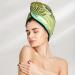 Palm Green -Microfiber Hair Towel Super Absorbent Quick Dry Hair Turbans for Wet Hair Drying Hair Bonnet Cap for Curly Long Thick Hair Hair Towel Wrap with Button for Women Girls Kids