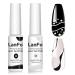 LanFo Painted Gel Nail Polish Set  2 Popular Black White Colors Gel Liner Nail Art Gel Liner Set Liner Gel Nail Polish Set Nail Art Nail Drawing Salon Manicure at Home Black White-A