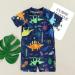 PythJooh Baby Boy Swimsuit Zipper Rash Guard One Piece | Shark Print Shorts | Beach Swimwear for 1-2 Years | Navy Dinosaur Design - Buy Online on GoSupps.com