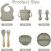 Baby Weaning Set 8pcs Toddler Feeding Set Adjustable Bib with Large Crumb Pouch Suction Bowl Cup Fork and Spoon Baby Feeding Sets Cutlery Set Easy Wipe Clean for Babies and Toddler (Grey) - Buy Online on GoSupps.com