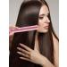 Hair Straightener Comb - Portable 4000mAh Electric Straightening Brush with Display 3 Temperature Settings Anti-Scald - Pink Color - Buy Online on GoSupps.com