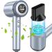 Hair Dryer TECHMERI Ionic Blow Dryer 110 000 RPM High-Speed Brushless Motor Professional Hair Blow Dryer for Fast Drying Thermo-Control Hair Dryers with Nozzle LCD Display Silver Blue
