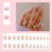 Justotry 24 Pieces Almond Short Press-On Nails - Colored French & Stiletto Acrylic Fingernails for Women - Easy Stick-On Fake Nails - Buy Online on GoSupps.com