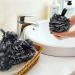 Bamboo Charcoal Bath Ball   Large Size 75g Black Bath Sponge Shower Loofahs Pouf Ball Natural Exfoliator Bathing Body Scrubber Mesh Flower Loofah Design Bamboo Charcoal Bath Ball