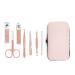 Ikadiya manicure set professional 7pcs Sortchable trip essential nail clips set fashion professional stainless steel nail snap pedicure professional nail clip set pink