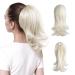 CJL HAIR Clip in Ponytail Extension 12 Inch Platium Blonde Curly Ponytail Hair Extensions Synthetic Fake Short Hair Pony Tail Extension Hairpieces for Women Girls 12 inch Platinum Blonde