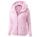 Bigfanshu Womens Fleece Teddy Hoodies Zipper Solid Pocket Hooded Coat Winter Warm Cotton Outwear Casual Sweatshirt Pink
