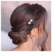 Dervivea Tiny Pearl Bow Hair Comb Gold Crystal Side Comb Clip Hairpiece Wedding Bowknot Hair Comb Bridal Pearl Hair Comb Decorative Hair Accessories for Women and Girls Headdress