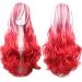 colorfulpanda 32" 80cm Long Curly Hair Ends Costume Cosplay Halloween Anime Party Wig red and white wig Red-White