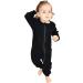 Ribbed Cotton Zip-Up Baby Sleepsuit | Unisex Newborn Clothes 3-6 Months Black - Buy Online on GoSupps.com
