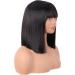 MapofBeauty 12 Inch/30 cm Straight Bob Flat Bangs Short Colorful Synthetic Hair Cosplay Party Wig (Black) - Buy Online on GoSupps.com