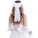 NICENEEDED Bridal Veil Bowknot Hair Clip Bride Pearl Tulle Hair Bow Barrettes with Fringe Wedding Mesh Hairpins Headpieces for Bridesmaid Flower Girl Hair Decoration