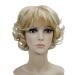 Kalyss Golden Blonde Short Curly Wigs with Hair Bangs for Women Heat Resistant Natural luster Synthetic 70 s Look Full Hair Wigs for Women(10 Blonde) 10Blonde