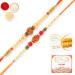 Ghasitaram Gifts Rakhi for Brother Rakhis Online - Set of 2 6135 6276 Om Pearl Rakhi Threads with 200 GMS of Besan Barfi and 200 GMS of Kaju Katli