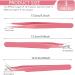 3-Piece Pink Eyelash Extension Tweezers Set | Stainless Steel Straight & Curved Pointed Tool for False Eyelashes | Perfect for Women & Girls - Buy Online on GoSupps.com