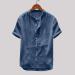 BEUU 2022 Men's Summer Casual Shirt - Cotton Linen Short Sleeve Button Down Navy X-Large - Buy Online on GoSupps.com