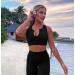 QINSEN Ribbed Seamless Crop Tank & High Waist Yoga Leggings Set - Large Black - Buy Online on GoSupps.com