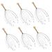 COLLBATH 6pcs Massager Hand Scrubber Hair Washer Tool Scalp Massage Brush Shampoo Multifunction Steel and Wood.