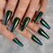 Shop Chrome Green Mirror False Nails - Holographic Metallic Extra Long Tapered Coffin Faux Tips with Silicone Stickers | International Shipping Available - Buy Online on GoSupps.com