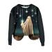Yihaojia Halloween Shirts Women Long Sleeve Funny&Scary Blood/Ghost Graphic Novelty Costume Crewneck Blouse Top Tees Navy#56 Medium