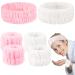 6Pcs Spa Headband with Wristbands Set for Washing Face - 2 Facial Headband and 4 Wrist Washband Microfiber Headband Wristband Scrunchies for Women Girls Prevent Liquids from Spilling Down Your Arms Pink & White