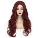 Siudus Dark Red Curly Long Wig - Burgundy Wavy Middle Part Synthetic Heat-Resistant Hair for Cosplay & Halloween - Buy Online on GoSupps.com