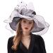 Go Mai Women Kentucky Derby Hat Organza Hats Two Wear Ways,Hat Flower Can Be Used As a Headwear Black White Medium