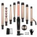 Infrared 8 in 1 Curling Iron Set with 8 Ceramic Barrels Interchangeable Hair Curler Wand for Long Hair Professional Curling Wand Set with LED Temperature Control Glove and 2 Hair Clips