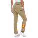 sherelie Women's Fleece Lined Hiking Cargo Pants Snow Ski Pants Softshell Water-Resistant Winter Outdoor Pants Medium Khaki