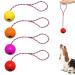 Wurfball dog 4 pieces ball with rope natural rubber ball for dogs dog toy ball dog ball soft and elastic full rubber ball for large & small dogs throw random color