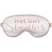 Funny Sayings Sleep Masks for Women - Hot Girl Slumber White with Blush Pink Piping Sleep Mask - Bachelorette Slumber Party Eye Mask