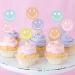 Whaline 36Pcs Preppy Smile Face Cupcake Toppers 6 Designs Paper Cake Decor Cute Cupcake Picks for Y2K Bachelorette Birthday Party Supplies Photo Booth Props - Buy Online on GoSupps.com