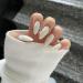 JUSTOTRY 24 Pcs Almond Short False Nails Glossy Beige White French Press on Nails Pattern Trendy Fake Nails Short with Nail Glue Oval Medium Stick on Nails for Women Nails Fake Nail for Nails Art white1