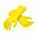 Vgo... Heavy Duty Cleaning Gloves Lined Nylon Household Gloves Reuseable in TPE Latex Free Thicker Antislip Washing Up Gloves for Kitchen Bathroom Gardening Painting with Flower Flavor 1 pair Large(pack of 1) Yellow