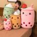 Hpory Bubble Tea Plush Pillow - Boba Milk Tea Cup Soft Toy with Strawberries - 23cm Brown Kids Stuffed Throw Pillow - Buy Online on GoSupps.com